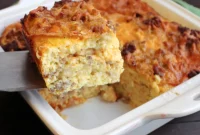 Golden Waffle and Sausage Breakfast Bake