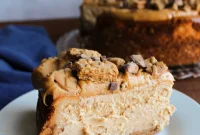 Velvet Peanut Butter Toffee Cheesecake