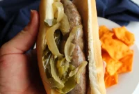 Slow Cooker Bratwurst with Braised Onions and Bell Peppers