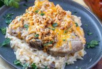 Golden Cheesy Pork and Potato Bake