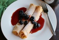 Pillowy Lemon Ricotta Crepes with Cherry Swirl