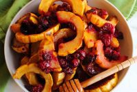 Sweet and Tart Delicata Squash with Honey Cranberry Glaze