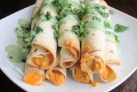 Crispy Buffalo Chicken Taquitos with Zesty Cilantro Dip