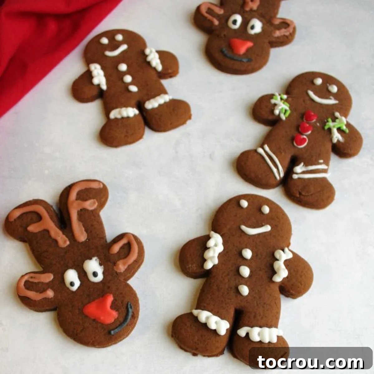 gingerbread man cookies and gingerbread rudolph the red nose reindeer cookies.