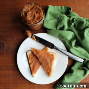 Apple Butter on Toast apple butter spread over toast.