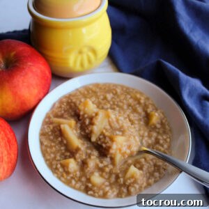 Steel cut oatmeal with apples, cinnamon and apple cider.