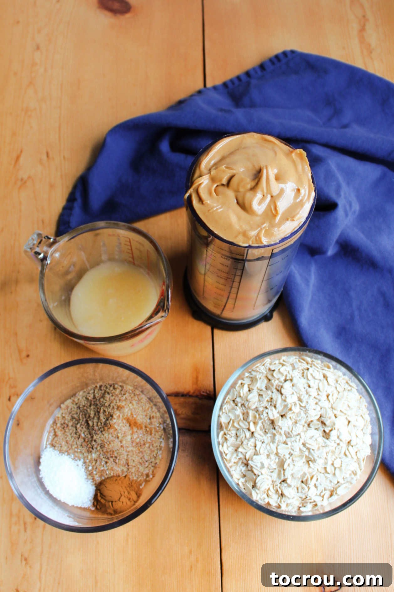 Peanut butter granola ingredients ready to go.