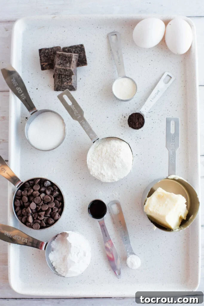 Brownie ingredients measured and ready to go.