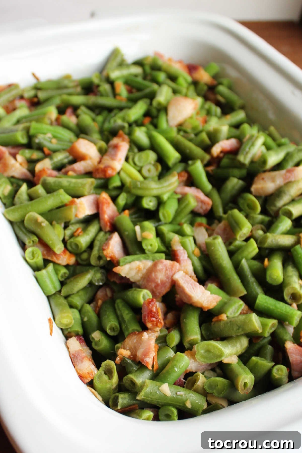 green beans and bacon in slow cooker. 