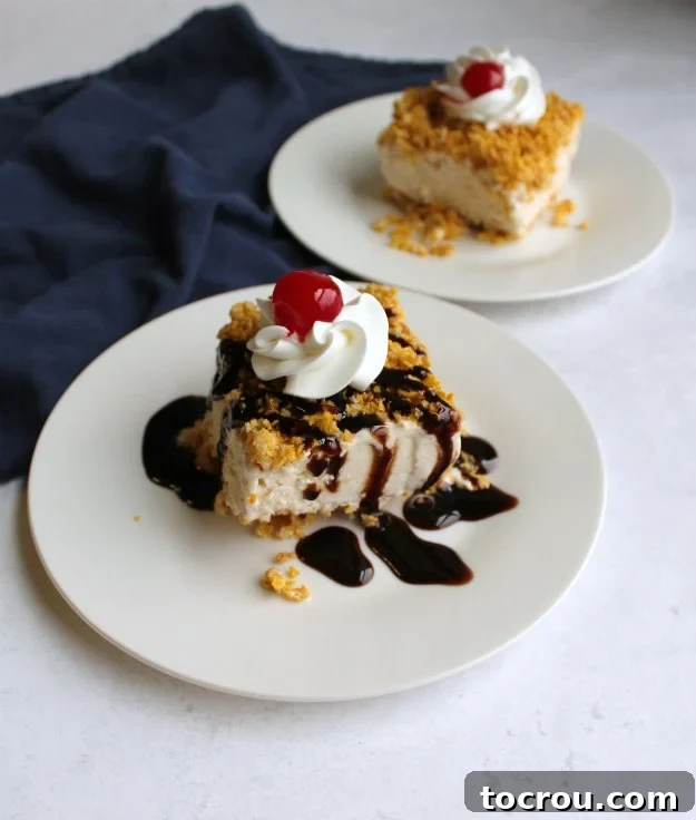 Two plates of fried ice cream bars, one with chocolate syrup drizzle, both with whipped cream and a cherry.