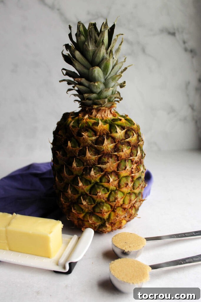 Fresh pineapple, butter and brown sugar ready to be made into air fried pineapple.