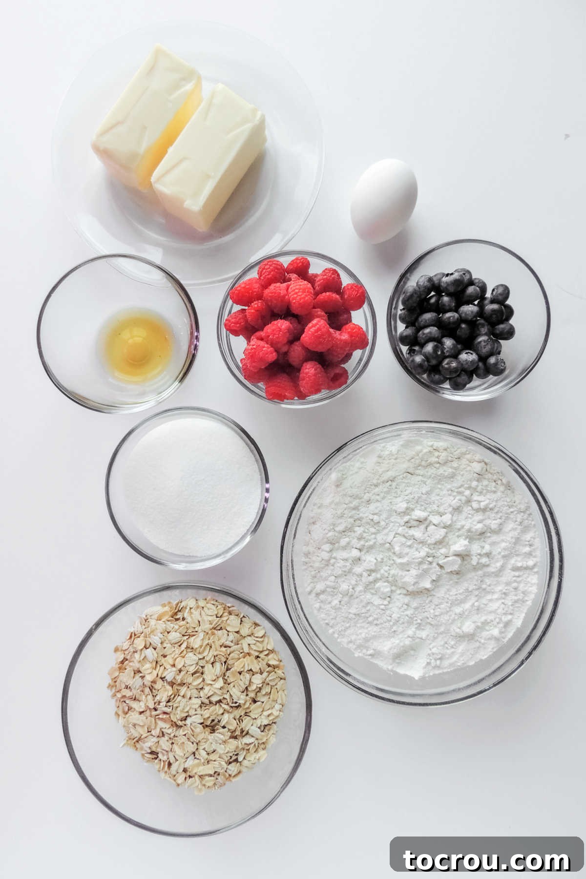 Stars and Stripes Cookie Squares 4 Butter, sugar, flour, egg, and oats ready to be made into flag cookie bars.