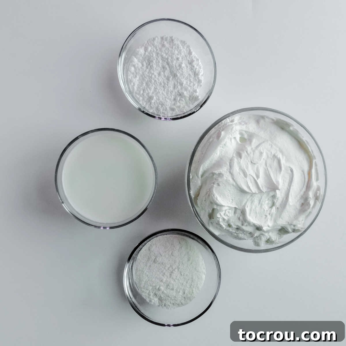 Stars and Stripes Cookie Squares 8 Milk, powdered sugar, pudding mix and whipped topping ready to be made into frosting.