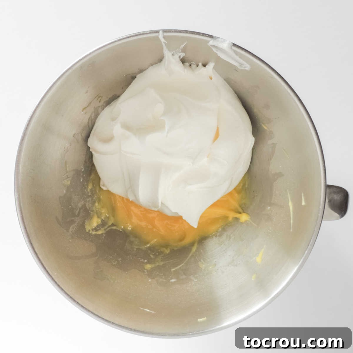 Stars and Stripes Cookie Squares 9 Pudding base with cool whip on top, ready to be mixed.