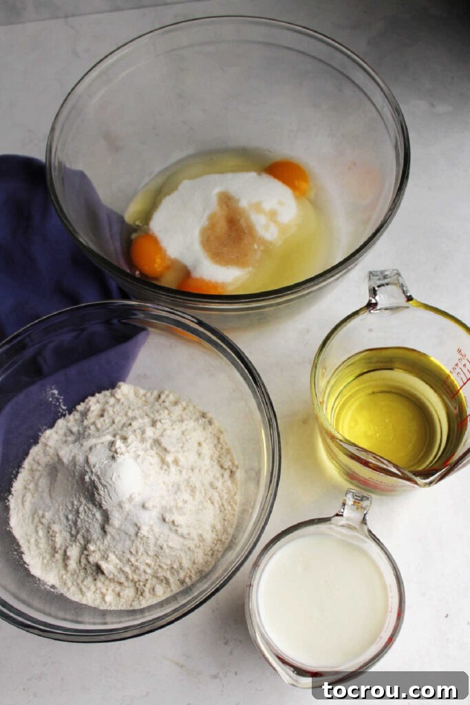 Ingredients ready to be made into a pink velvet cake.