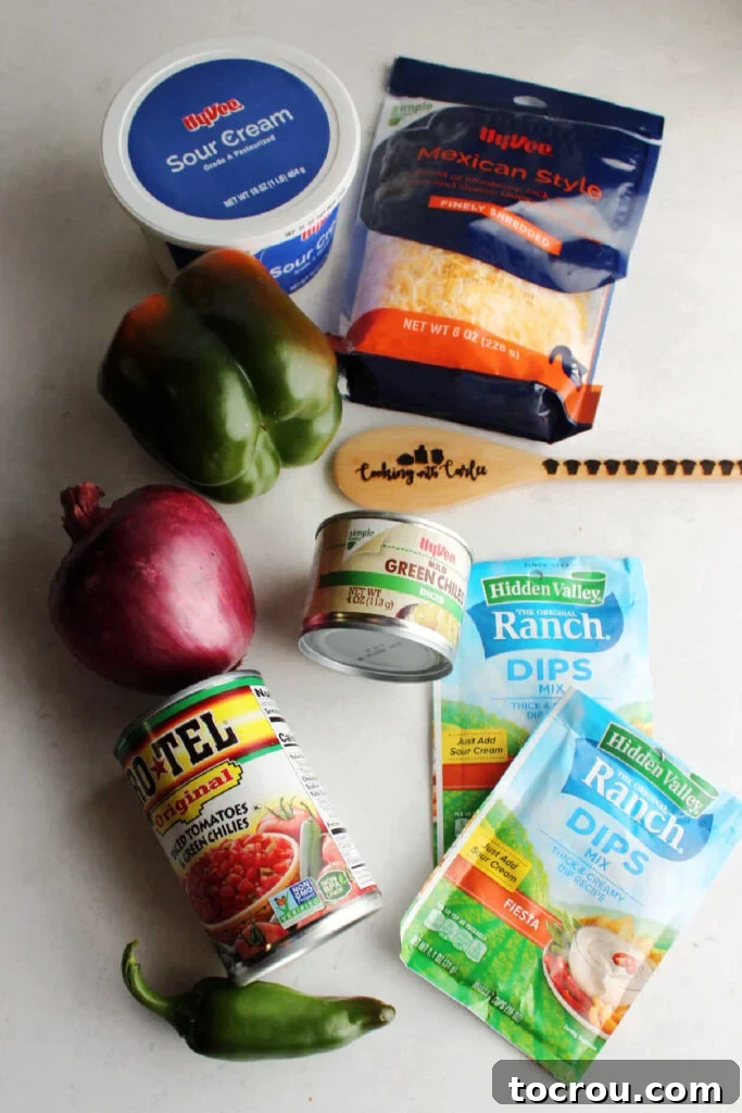 Fiesta Cream Dream 4 Ingredients ready to be made into fiesta ranch dip.