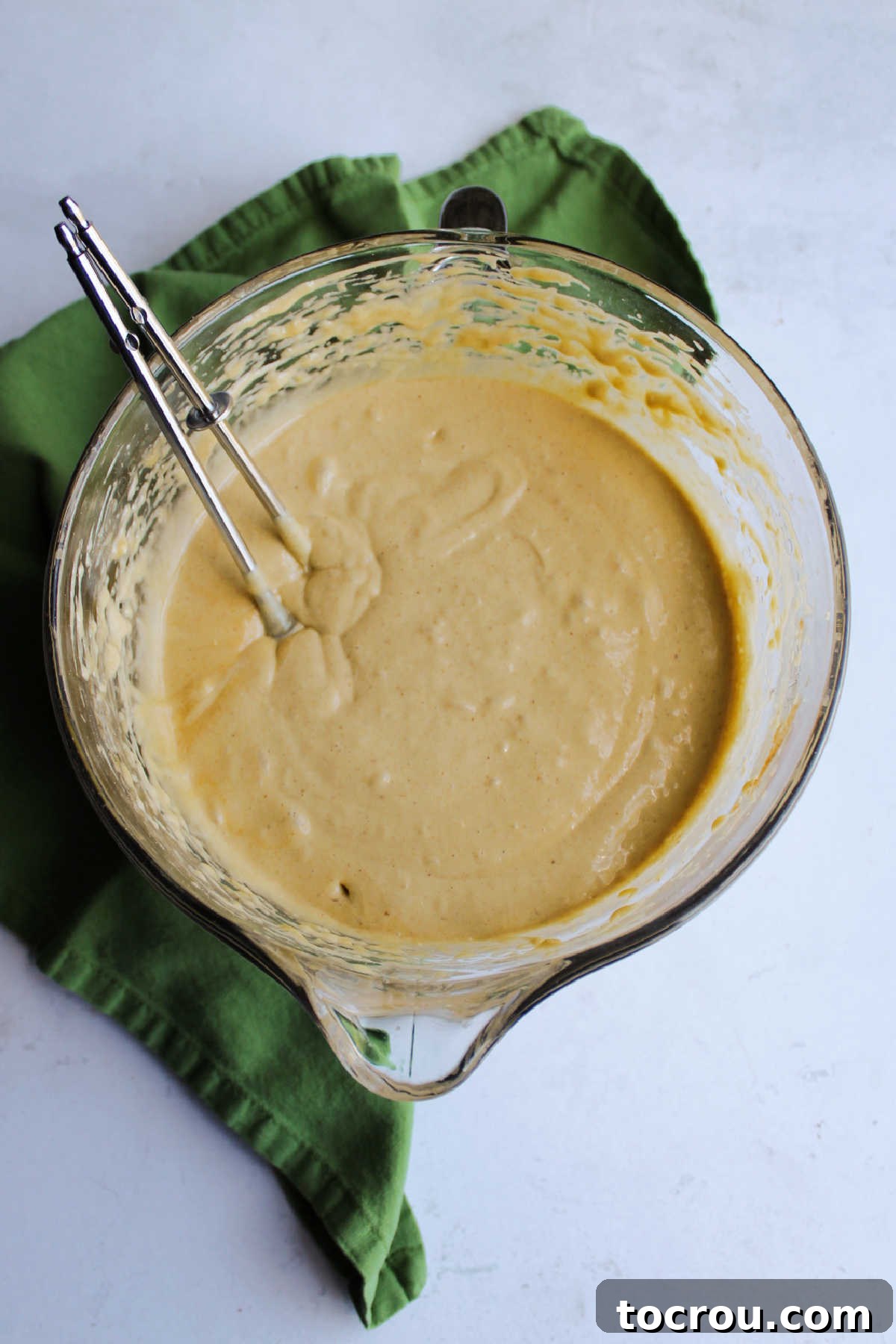 Bowl of apple butter cake batter.
