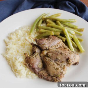 Lemon Rosemary Roasted Quail Spatchcocked lemon rosemary roasted quail served with roasted green beans and rice, a complete and mouth-watering meal.