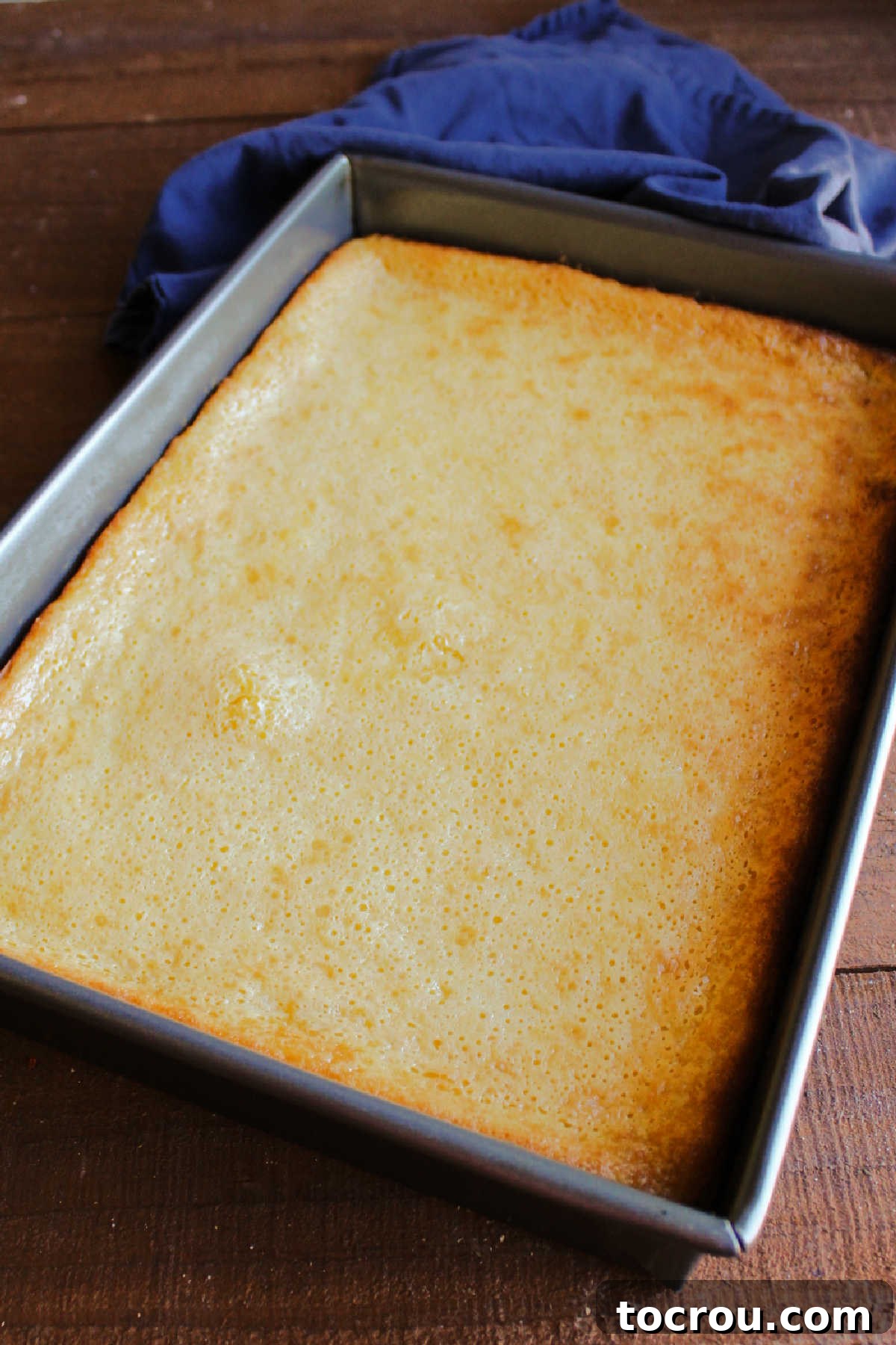 Zesty Lemon Chess Bars 6 Lemon gooey butter cake fresh from the oven, with golden brown edges and gooey center.
