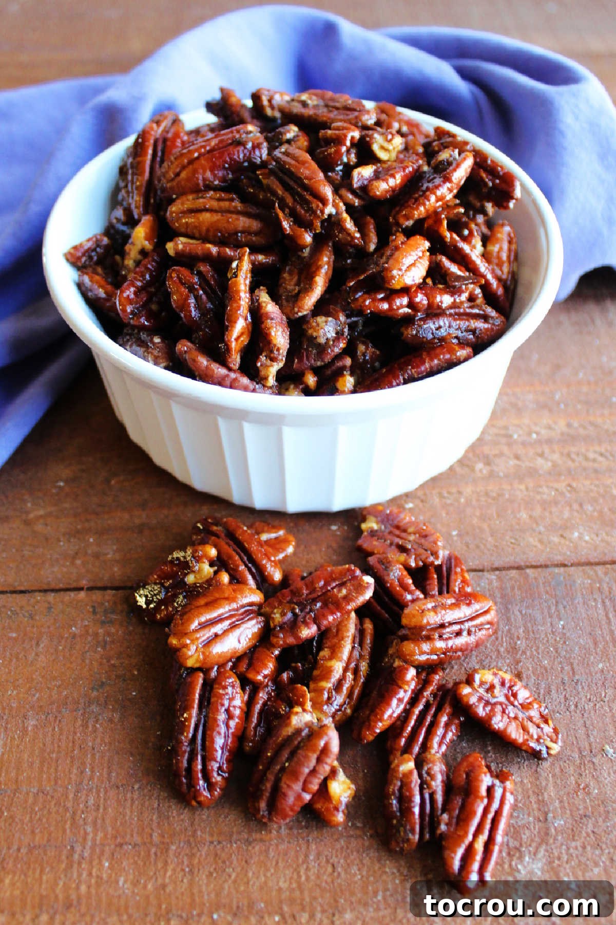 Spiced Pecans Ready to Serve A beautifully arranged bowl of spiced pecans, ready for serving or snacking.