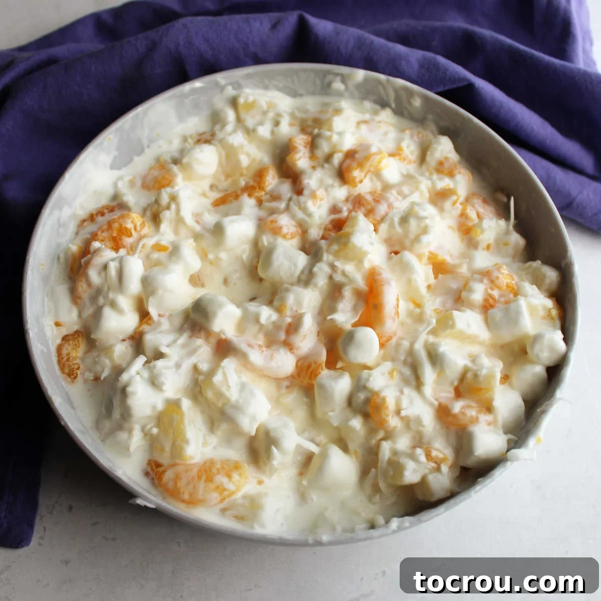 Mixed 5 cup salad ready to be refrigerated.