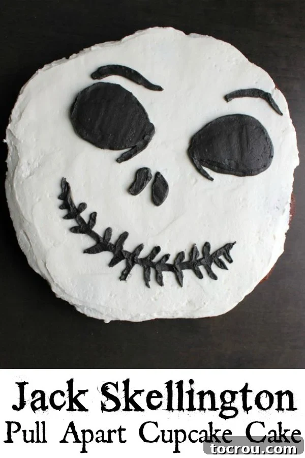 Turn the main character of The Nightmare Before Christmas, Jack Skellington, into a fun pull-apart cupcake cake. It's perfect for Halloween, birthdays or even a humorous Christmas dessert.