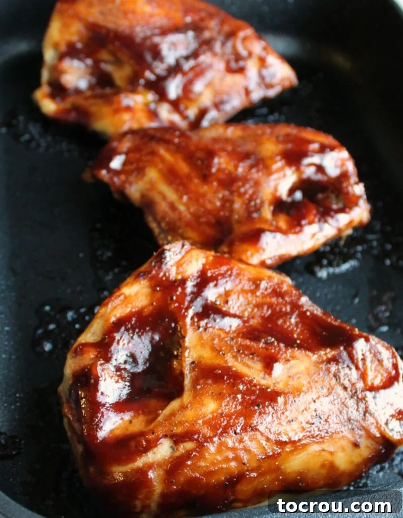 Freshly Baked BBQ Chicken Breasts MiMi's oven baked bbq chicken breasts fresh from oven.