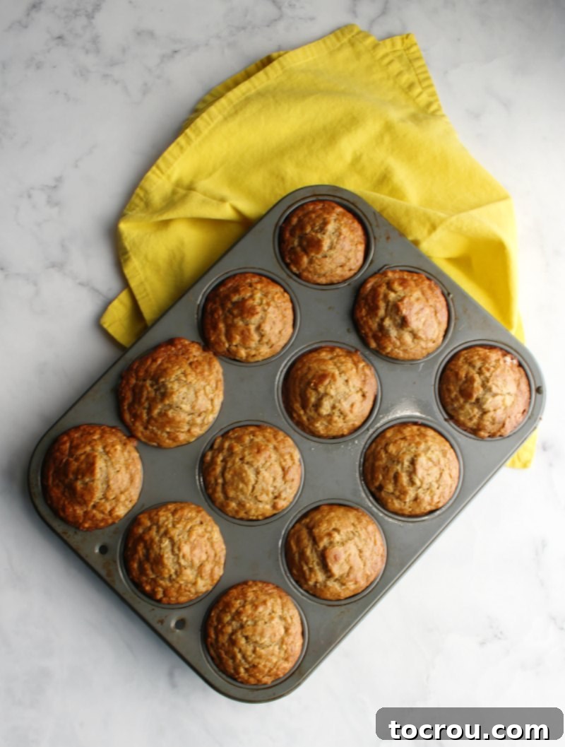 Tender muffins loaded with banana and oatmeal are a snap to make. This easy recipe comes together in no time. They are a great way to incorporate some fruit and oatmeal into your breakfast or snack repertoire.
