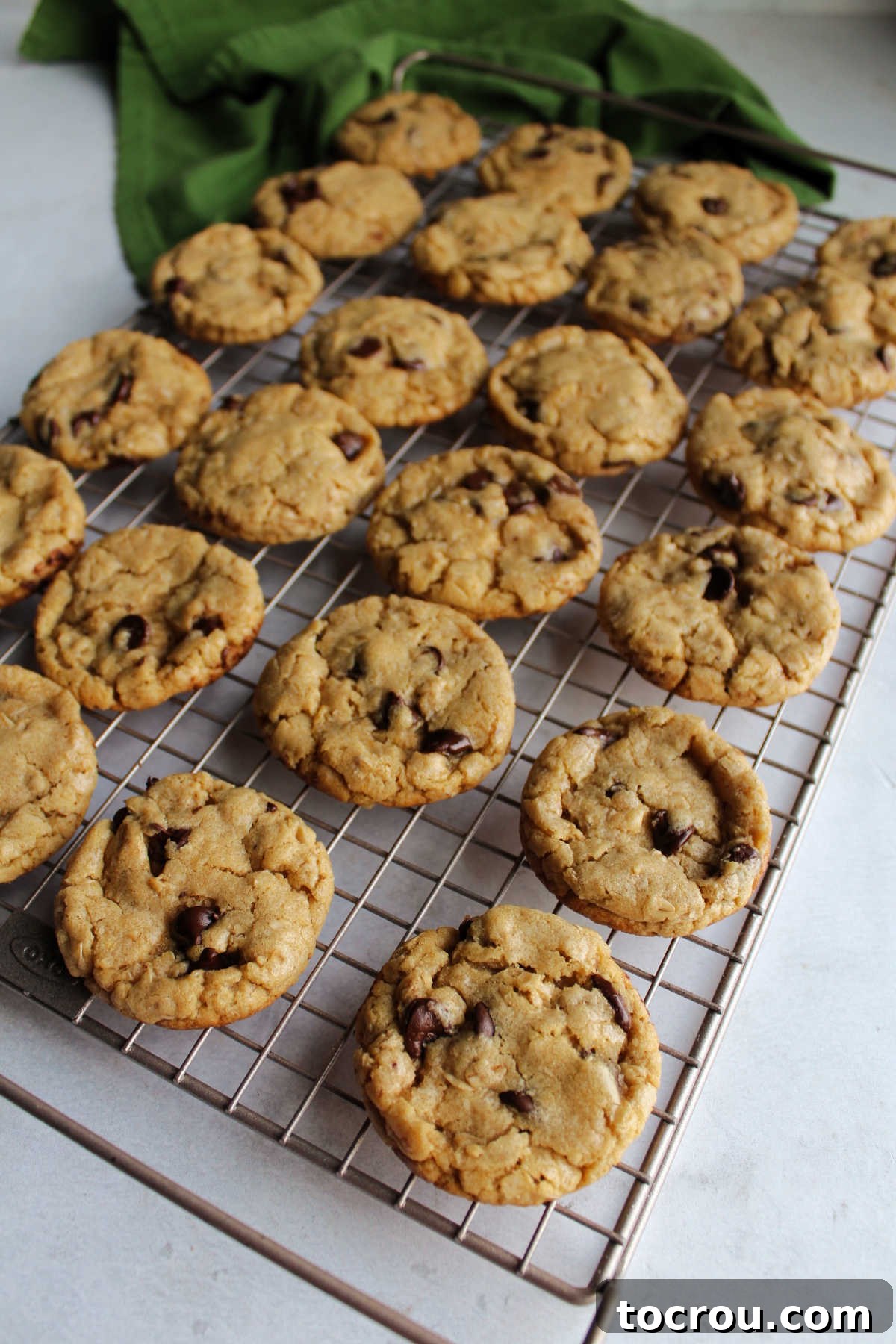 Cowgirl cookies on wire cooling rack. 