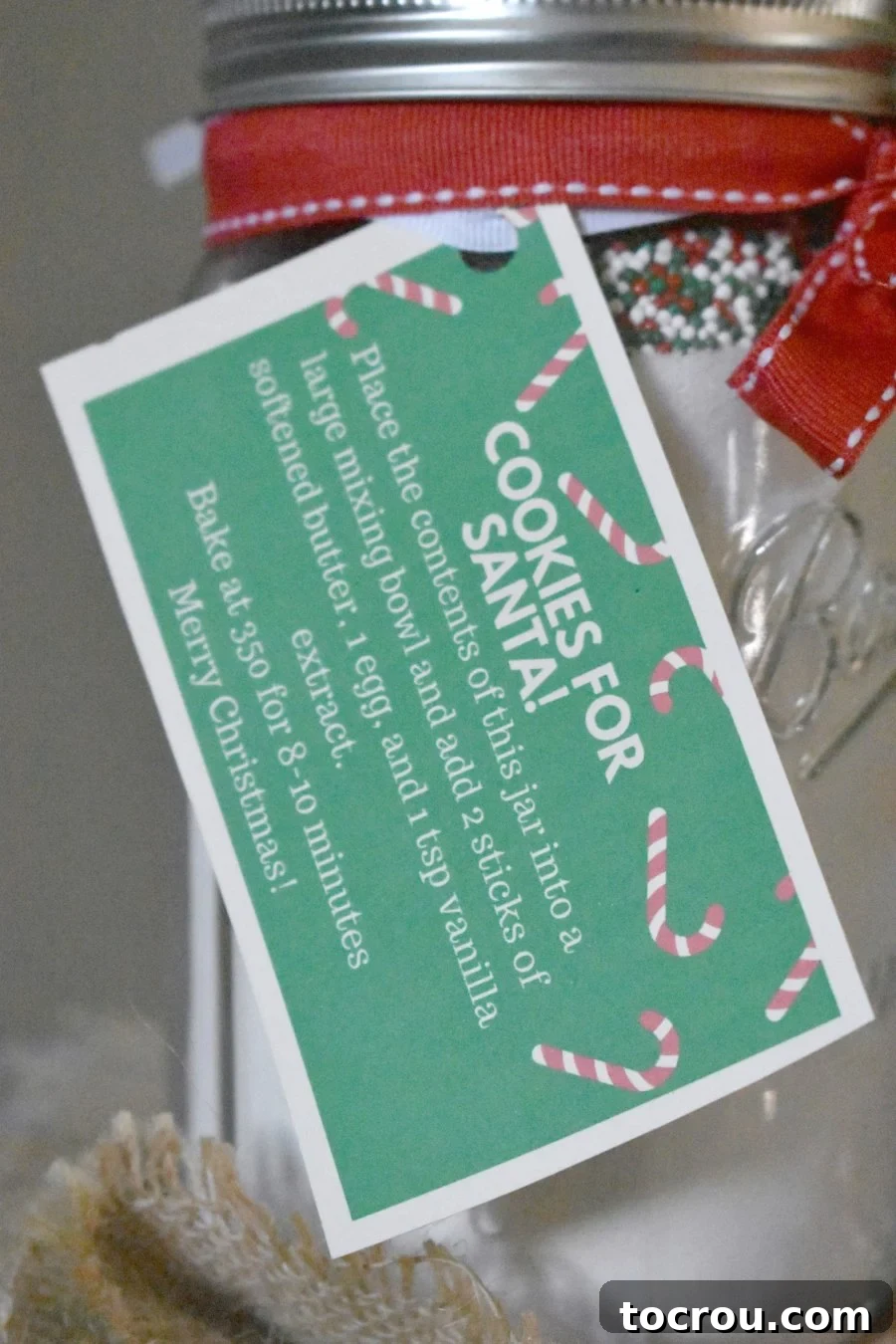 Printable Baking Instructions Tag Printable tag detailing how to bake the cookies, tied with a ribbon.