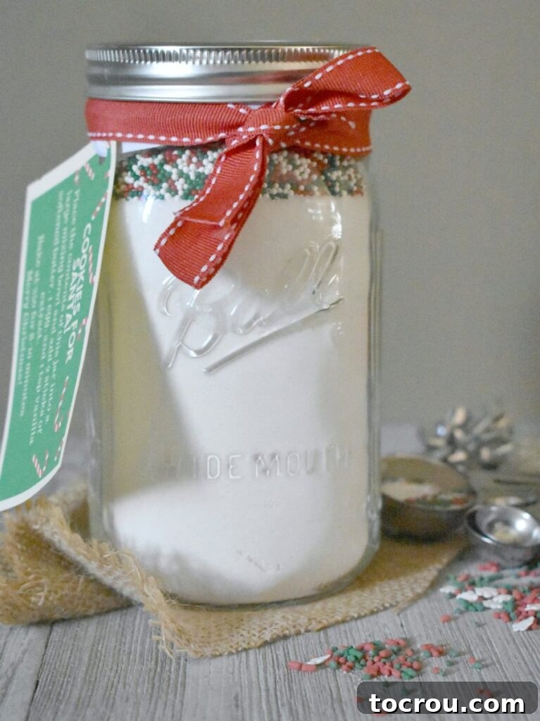 Ready-to-Gift Cookie Jar Jar with tag on it ready to give.