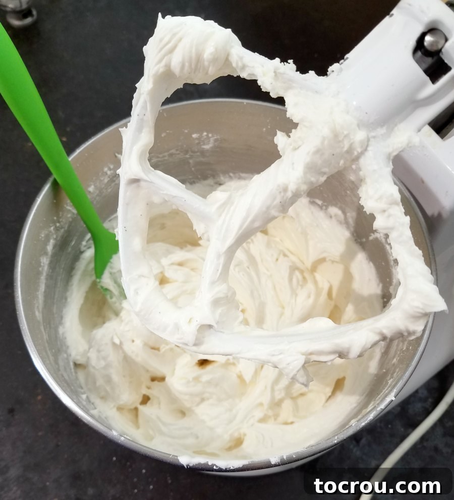 mixer paddle coated in Italian buttercream.