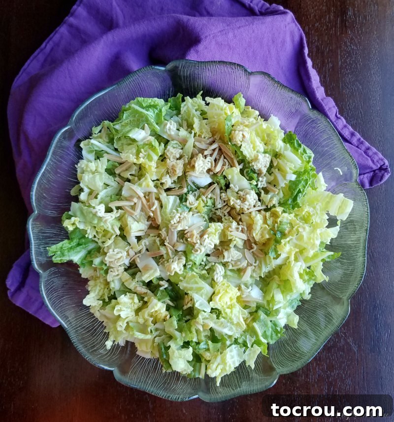 bowl of napa salad ready to serve.