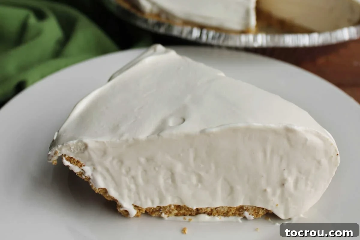 Creamy Frozen Key Lime Pie Texture Close-up of a frozen key lime pie slice, revealing its remarkably soft and fluffy texture, even when chilled to freezing temperatures.