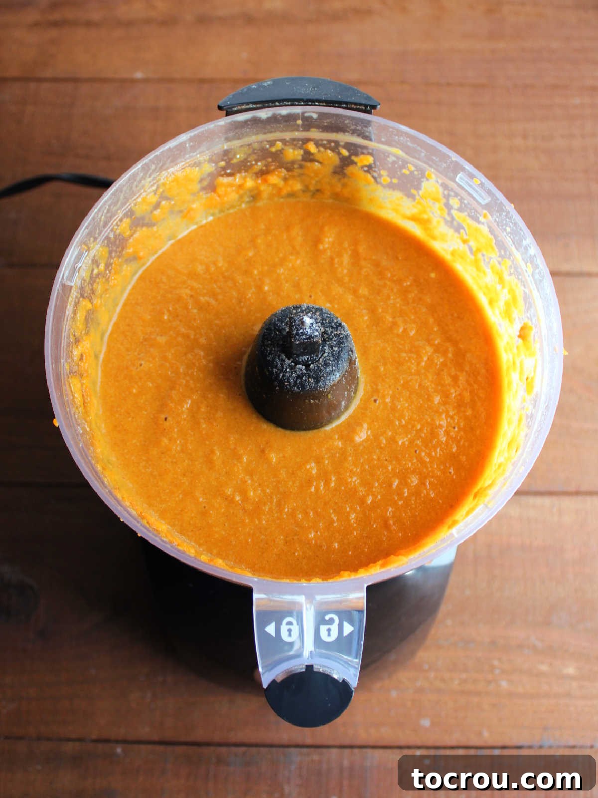 Spiced Carrot Pie with Crunchy Cinnamon Streusel 7 Food processor after milk, eggs, sugar etc. have been added to the carrots to make the pie filling.