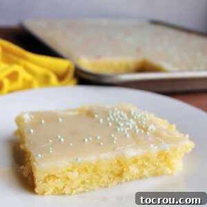Golden Lemon Crowd Pleaser 8 Showing soft moist texture of lemon texas sheet cake.