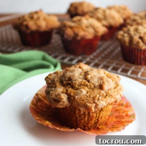 Unwrapped bakery-style pumpkin sourdough muffin with buttery crumb topping, showing its soft interior, ready to enjoy for breakfast.