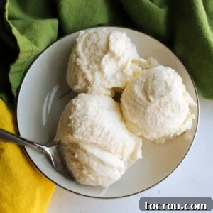 small bowl with 3 scoops of lemon ice cream and a spoon.
