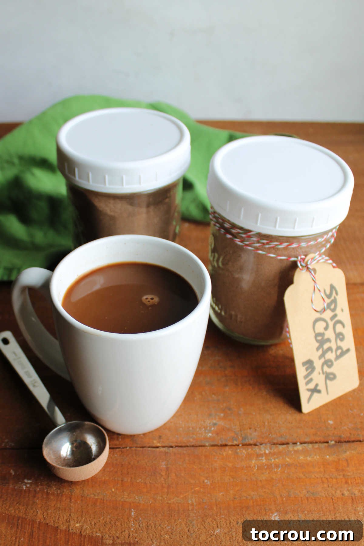 Mug of rich and creamy spiced Christmas Coffee. 