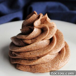 Pipe swirl of fluffy brown ermine frosting flavored with chocolate and coffee.